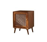 IMEITE Comodino Comodino in rattan di legno in stile Wabi-sabi, mobiletto for soggiorno, tavolino laterale, mobiletto portaoggetti for camera da letto retrò Tavoli Da Soggiorno(C)