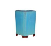 IMEITE Fioriere Vasi Decorativi for Bonsai in Ceramica e Vetro, Piccoli vasi Quadrati in Argilla Viola con Smalto Verde Vasi in Terracotta