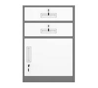 IMEITE Mobiletto per ufficio Classificatore sotto la scrivania in metallo con serratura, 2 cassetti e 1 schedario for lettere/documenti in formato A4, for home office Archiviatore verticale(A)