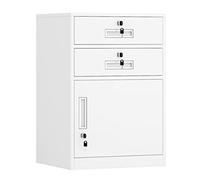 IMEITE Mobiletto per ufficio Classificatore sotto la scrivania in metallo con serratura, 2 cassetti e 1 schedario for lettere/documenti in formato A4, for home office Archiviatore verticale(B)