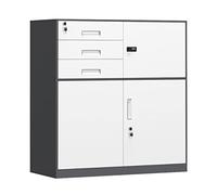 IMEITE Mobiletto per ufficio Classificatore Verticale con Serratura, Armadietto 3 Cassetti for Home Office, Supporto for Stampante for schedario，Completamente Assemblato,Grey Archiviatore verticale