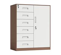 IMEITE Mobiletto per ufficio Schedario Verticale con Serratura, Armadio Laterale Basso a 6 Cassetti, in Acciaio for Ufficio, for Home Office Archiviatore verticale