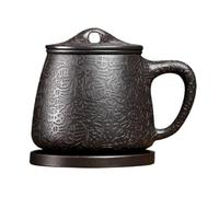 IMEITE Tazze Matcha Tazza for la separazione di tè e acqua, 550 ml, tazza di sabbia viola, tazza da tè fatta a mano, set da tè di grande capacità for la casa Set Da Tè Con Infusore