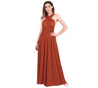 IMEKIS Abito da sera elegante da donna, multiway, convertibile, senza maniche, scollo a V, spalle scoperte, damigella d'onore, cocktail, feste formali, maxi abito lungo da ballo da ballo, XS, Caff, L