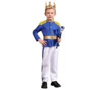 IMEKIS Costume di Halloween da re reale per bambini e ragazzi, travestimento da principe azzurro e bianco (4 pezzi) da bianco come la neve, per Natale, carnevale, compleanno, cosplay, feste, colore