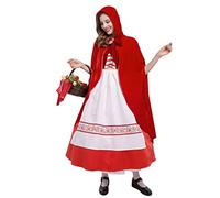 IMEKIS Donna Cappuccetto Rosso Abito Costume Cosplay di Carnevale Halloween Natale Principessa Fiaba Vestito e Mantello con Cappuccio Vestire da Festa Festivo Rosso 2 X-Large
