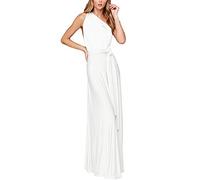 IMEKIS Donna Eleganti Abito da Sera Lungo Senza Schienale Scollo a V Multiway Vestito da Sposa Senza Maniche Damigella d'Onore Cerimonia Cocktail Formale Prom Abiti Bianco XL