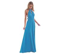 IMEKIS Donna Eleganti Abito da Sera Lungo Senza Schienale Scollo a V Multiway Vestito da Sposa Senza Maniche Damigella d'Onore Cerimonia Cocktail Formale Prom Abiti Blu XS