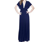 IMEKIS Donna Eleganti Abito da Sera Lungo Senza Schienale Scollo a V Multiway Vestito da Sposa Senza Maniche Damigella d'Onore Cerimonia Cocktail Formale Prom Abiti Blu Marino L