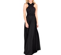 IMEKIS Donna Eleganti Abito da Sera Lungo Senza Schienale Scollo a V Multiway Vestito da Sposa Senza Maniche Damigella d'Onore Cerimonia Cocktail Formale Prom Abiti Nero M