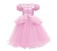 IMEKIS Ragazza Costume da Cenerentola Sofia Aurora Principessa Vestire Compleanno Fiore Ruffle Tutu in Tulle con Fata Accessori Set di Vestiti Cosplay per Halloween Carnevale di Natale