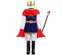 IMEKIS Ragazzi Costume da Principe Reale Costume da Principe Azzurro per Bambini Giacca a Maniche Lunghe Pantaloni Fantasia Medievale re Set Carnevale di Halloween Set da Festa di Ruolo