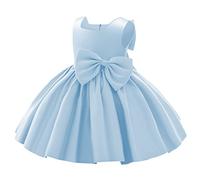 IMEKIS Vestito da Ragazza di Fiori Principessa Raso Bowknot Tutu Matrimonio Compleanno Festa Battesimo Abito Bambina Abito da Ballo Formale da Spettacolo Blu 2-3 Anni