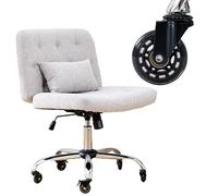 iMenting Sedia Criss Cross con ruote in gomma, senza braccioli, sedia da scrivania da ufficio con cuscino lombare, ampia e comoda, girevole, moderna e confortevole, in tessuto, per casa e ufficio