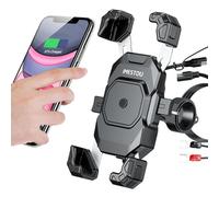 iMESTOU Supporto per Telefono con Caricatore USB C Wireless per Moto, con Anello SAE-O Rimovibile, Adatto per Telefoni da 5,5 a 7,25 Pollici con Spessore Fino a 15 mm, Larghezza < 93 mm