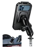 iMESTOU Supporto per Telefono Impermeabile per Steli di Forcella di Motocicli Antifurto con Doppio Braccio a Presa B in Alluminio Base a Sfera da 1" Rotazione a 720° per Smartphone da 3,5"-6,1"(S)
