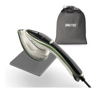 Imetec Steam Easy, ferro da stiro portatile verticale, stira in verticale e orizzontale, piastra ceramica, tripla regolazione di vapore e temperatura, display digitale, pronto in 30", 1200 Watt