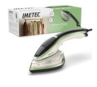 Imetec Steam Easy, ferro da stiro portatile verticale, stira in verticale e orizzontale, piastra ceramica, tripla regolazione di vapore e temperatura, display digitale, pronto in 30", 1200 Watt