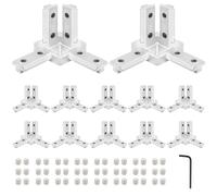 iMetrx Connettore angolare a 3 vie, 4040, argento, 12 pezzi, standard europeo, per profilo di estrusione in alluminio 40 x 40 cm
