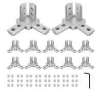 iMetrx Connettore angolare a 3 vie, in argento 3030, 12 pezzi, standard europeo, per estrusione in alluminio 30 x 30