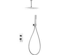 IMEX - Box Doccia a Incasso a Soffitto Monocomando Cromato | Kit Rubinetto a Incasso con Soffione e Effetto Pioggia Anticalcare | Colonna Doccia a Incasso con Rubinetto in Ottone e Acciaio Inox S.304