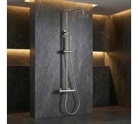 IMEX - Colonna Doccia Monocomando con Rubinetto | Set Doccia con Soffione Anticalcare | Rubinetteria in Ottone e Acciaio Inox S.304 con Asta Estensibile | Serie Monza | Colore Cromato