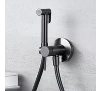 IMEX - Doccia Bidet Acqua Fredda e Calda Nero | Rubinetto Bidet Incasso per WC Black Gun Metal | Doccetta Igienica Monocomando per WC | Rubinetteria Sostituto di Bidet | Serie Line