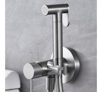 IMEX - Doccia Bidet Acqua Fredda e Calda Nichel Spazzolato | Rubinetto Bidet Incasso per WC | Doccetta Igienica Monocomando per WC | Rubinetteria Sostituto di Bidet | Serie Line