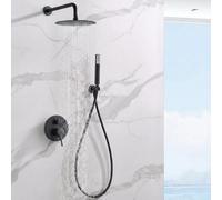 IMEX - Doccia da incasso nera monocomando | Kit rubinetteria incasso con soffione e spruzzatore anticalcare effetto pioggia | Colonna doccia incasso con rubinetto in ottone e acciaio inox S.304 |