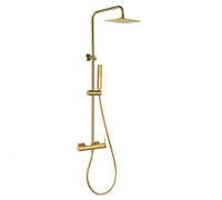 Imex Firenze Colonna doccia monocomando oro spazzolato con doccetta a | Rubinetto in ottone con finitura anticalcare per godere di una doccia confortevole, pratica e facile da pulire.