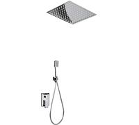 IMEX Kit di finitura per vasca e doccia, Serie Volga Monocomando, doccia completa, extrapiatta, quadrata, 40 x 40 cm, incluso telaio di supporto