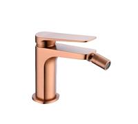 IMEX Miscelatore bidet monocomando in ottone oro rosa spazzolato con cartuccia ceramica Ø26 mm e set 2 flessibili 3-8 per installazione duratura modello BDN047-2ORC