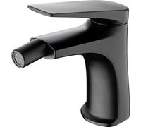 IMEX Miscelatore monocomando per bidet in ottone nero opaco con cartuccia ceramica Ø28 mm set 2 flessibili 3-8 inclusi altezza 142 mm canna 130 mm design minimal DELOS BDD055-2NG