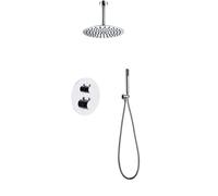 IMEX - MONZA set doccia termostatico a incasso con soffione a soffitto in ottone [cromo] - GTT039