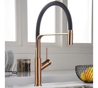 IMEX - Rubinetto Cucina Oro Rosa Estraibile | Rubinetto Monocomando Lavello Rame | Rubinetteria Cucina con Doccetta Flessibile 360º | Rubinetteria in Ottone | Serie Senna | Colore Oro Rosa Spazzolato