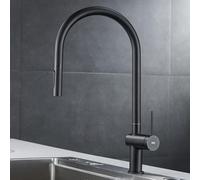 IMEX - Rubinetto da Cucina Estraibile | Rubinetto Monocomando Lavello con Diffusore | Rubinetto da Cucina con Manico Flessibile a 360° | Serie Berna | Colore Nero Opaco