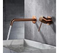 IMEX - Rubinetto Lavabo a Incasso Oro Rosa Spazzolato | Rubinetto a Incasso Bagno Acqua Fredda/Calda | Rubinetto Monocomando Lavabo a Parete con Risparmio Idrico | Serie Monza