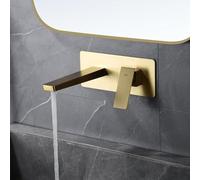 IMEX - Rubinetto Lavabo a Incasso Oro Spazzolato | Rubinetto a Incasso Bagno con Acqua Fredda e Calda | Rubinetto Monocomando Lavabo a Parete con Risparmio Idrico | Serie Pisa | Colore Dorato