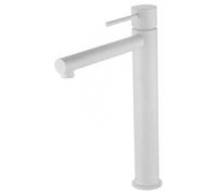 IMEX - Rubinetto lavabo alto - monocomando rubinetto da bagno con beccuccio alto sopra piano per lavabo serie MILOS STICK BDYS045-3BL Bianco opaco