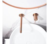 IMEX - Rubinetto lavabo da incasso in oro rosa spazzolato, rubinetto da incasso bagno con acqua calda e fredda | rubinetto monocomando lavabo da parete con risparmio idrico | Serie Genova