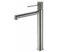 IMEX - Rubinetto monocomando per lavabo con beccuccio alto, rubinetteria per bagno acqua fredda/calda - Serie Line Nichel spazzolato - BDD038-3NQ