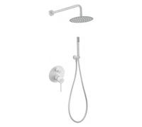 IMEX - Set doccia da incasso a parete con spruzzatore e manico doccia - Rubinetteria doccia da bagno a 2 vie Serie MILOS STICK GPMS045/BL Bianco Opaco