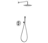 IMEX - Set doccia incasso parete 2 vie con spruzzatore o manico - Rubinetti da incasso con controllo temperatura Serie Mosca materiale acciaio S316 adatto interno/esterno - Termostatico GTK034