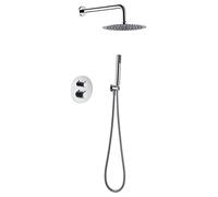 IMEX - Set doccia termostatica da incasso a parete, kit termostatico doccia da incasso a 2 vie - SERIE LINE Cromo - GTD038