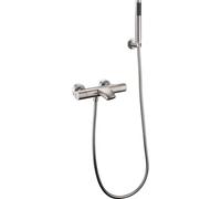 IMEX Set vasca-doccia termostatico in acciaio inox S316 con corpo rubinetto in acciaio tubo flessibile PVC 180 cm supporto maniglia ABS doccetta rotonda cartuccia termostatica TURN CLEAN SYSTEM A