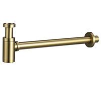 IMEX Sifone Visto Rotondo SCL002 | Acciaio Inox S.304 e Zamak | Finitura Elegante | Base Smontabile | Facile Pulizia (Oro Spazzolato)