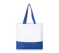 IMFAA Borsa a mano in tela di cotone per la spesa, in tinta unita, resistente, resistente, 50 x 40 x 12 cm, riutilizzabile, alla moda, bicolore per artigianato, fai da te e disegni creativi., Blu e