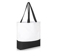 IMFAA Borsa a mano in tela di cotone per la spesa, in tinta unita, resistente, resistente, 50 x 40 x 12 cm, riutilizzabile, alla moda, bicolore per artigianato, fai da te e disegni creativi., Bianco e