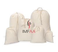 IMFAA Borse per la spesa in tinta unita con coulisse, conservazione, biancheria, chiffon, 100% cotone, disponibile in 6 misure (10, L 40 x 50 cm)