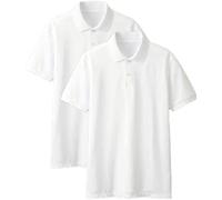 IMFAA Confezione da 2 polo per uniforme scolastica per bambini e bambine, colore bianco, grigio, azzurro, nero, tinta unita, a maniche corte, per attività all'aperto, palestra, abbigliamento sportivo,